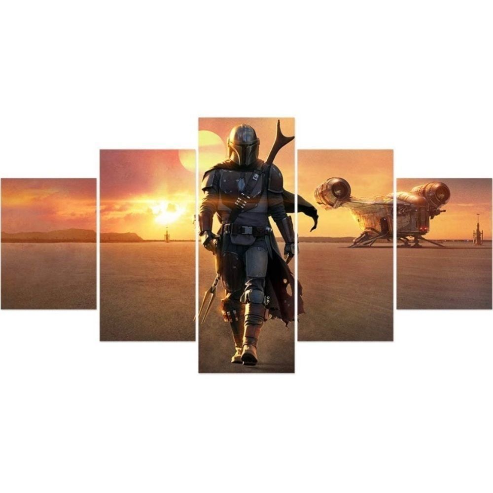 𝅺Star Wars Mandalorian 5 Piece HD Print On Canvas Wall Decor UNFRAMED